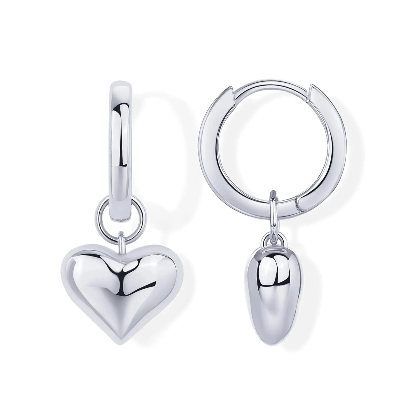 Puffed Heart Charm Huggie Earrings | S925