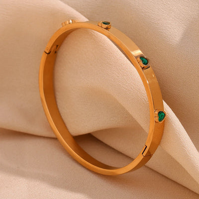 Heart Studded Bangle Bracelet