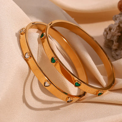 Heart Studded Bangle Bracelet