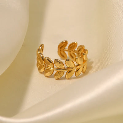 Leaf Band Ring (Adjustable)