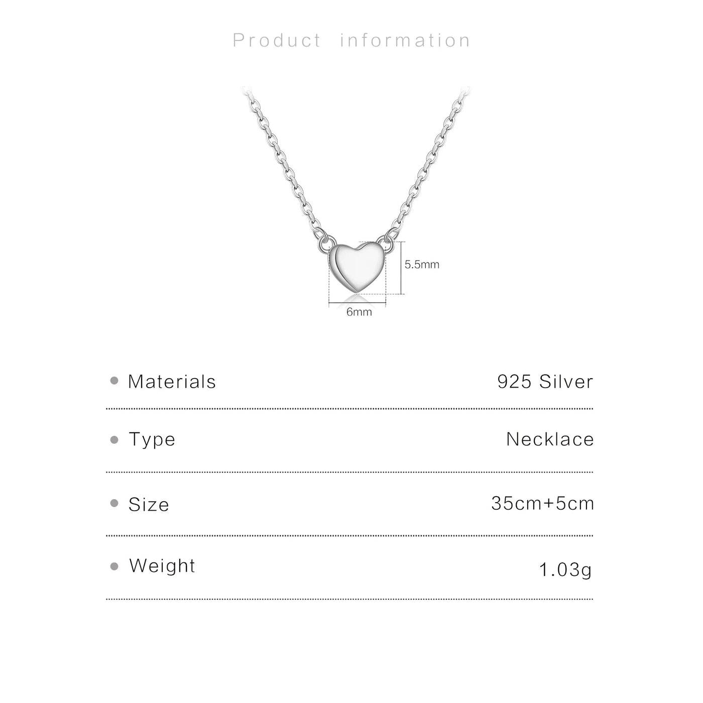 Heart Pendant Necklace | S925