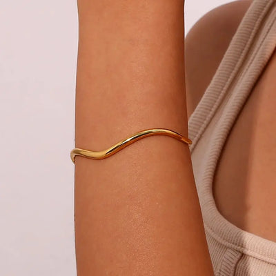 Curved Wave Cuff Bracelet