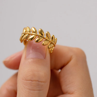 Leaf Band Ring (Adjustable)