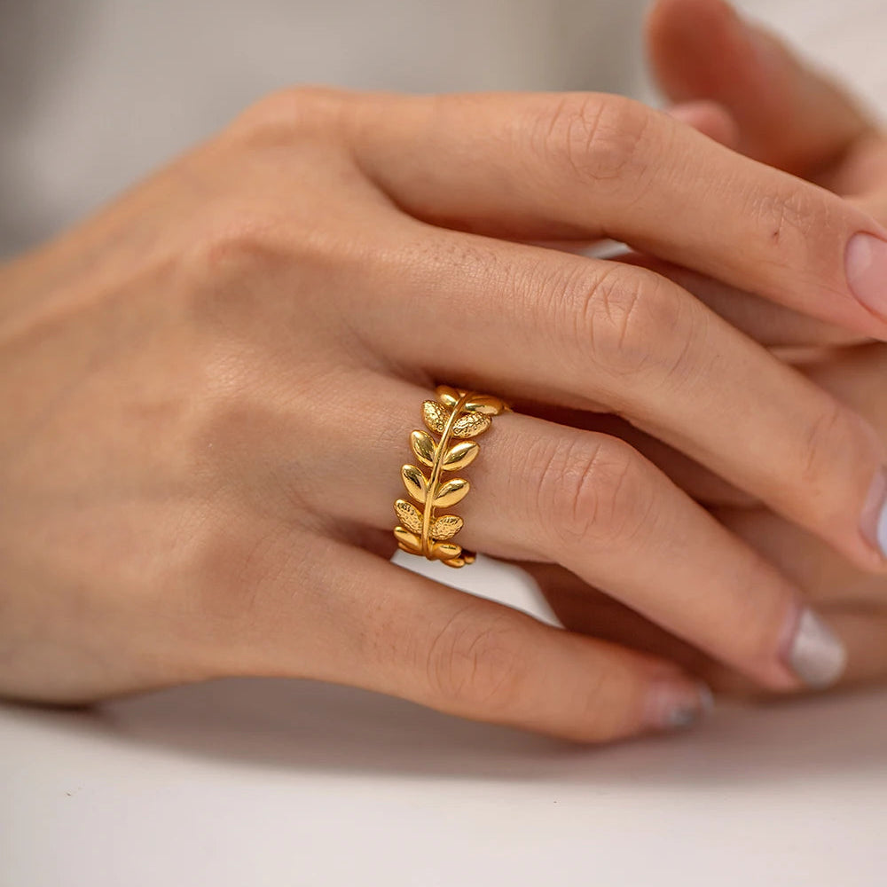 Leaf Band Ring (Adjustable)