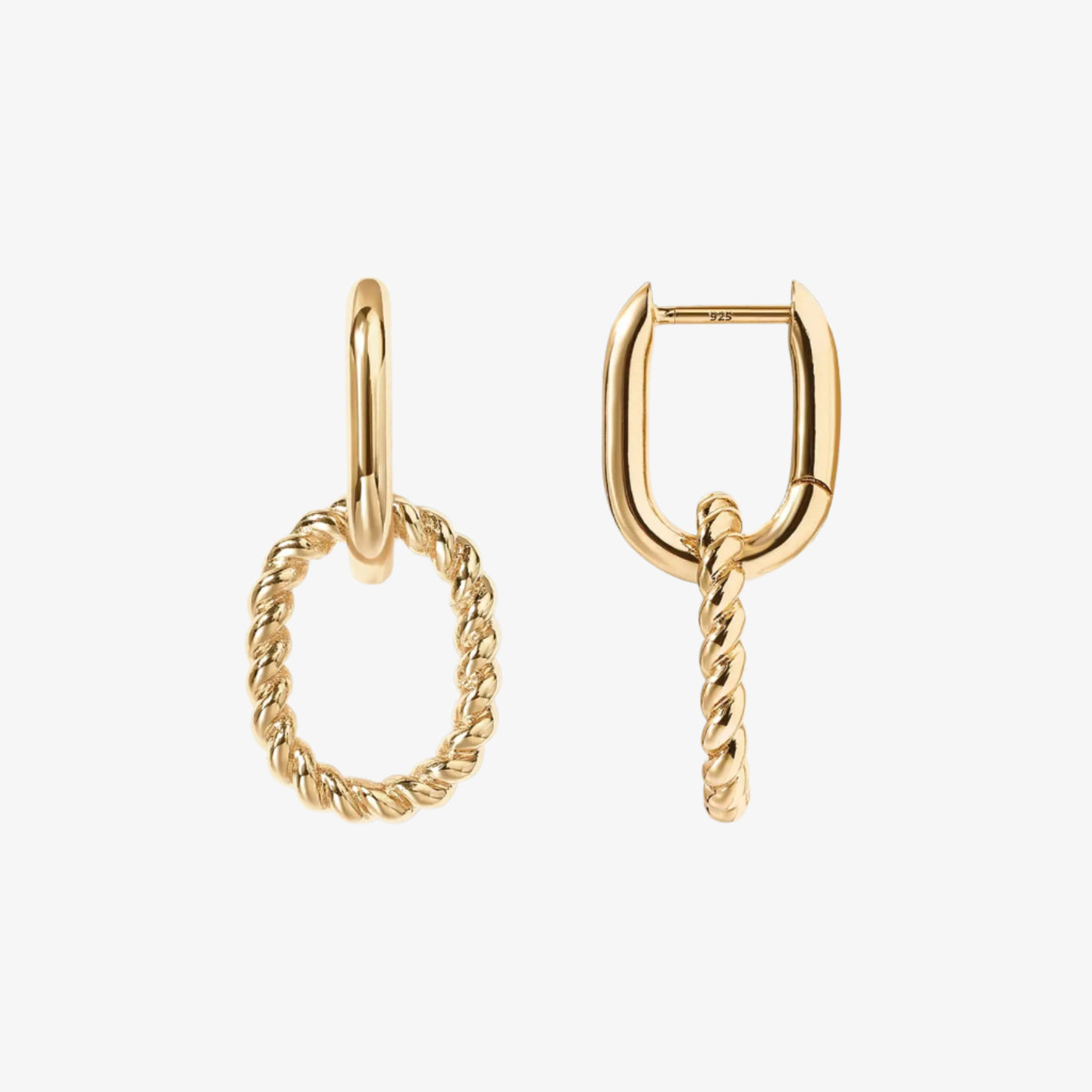 Twisted Rope Charm Huggie Earrings