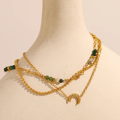 Colourful Stone Double Chain Bracelet