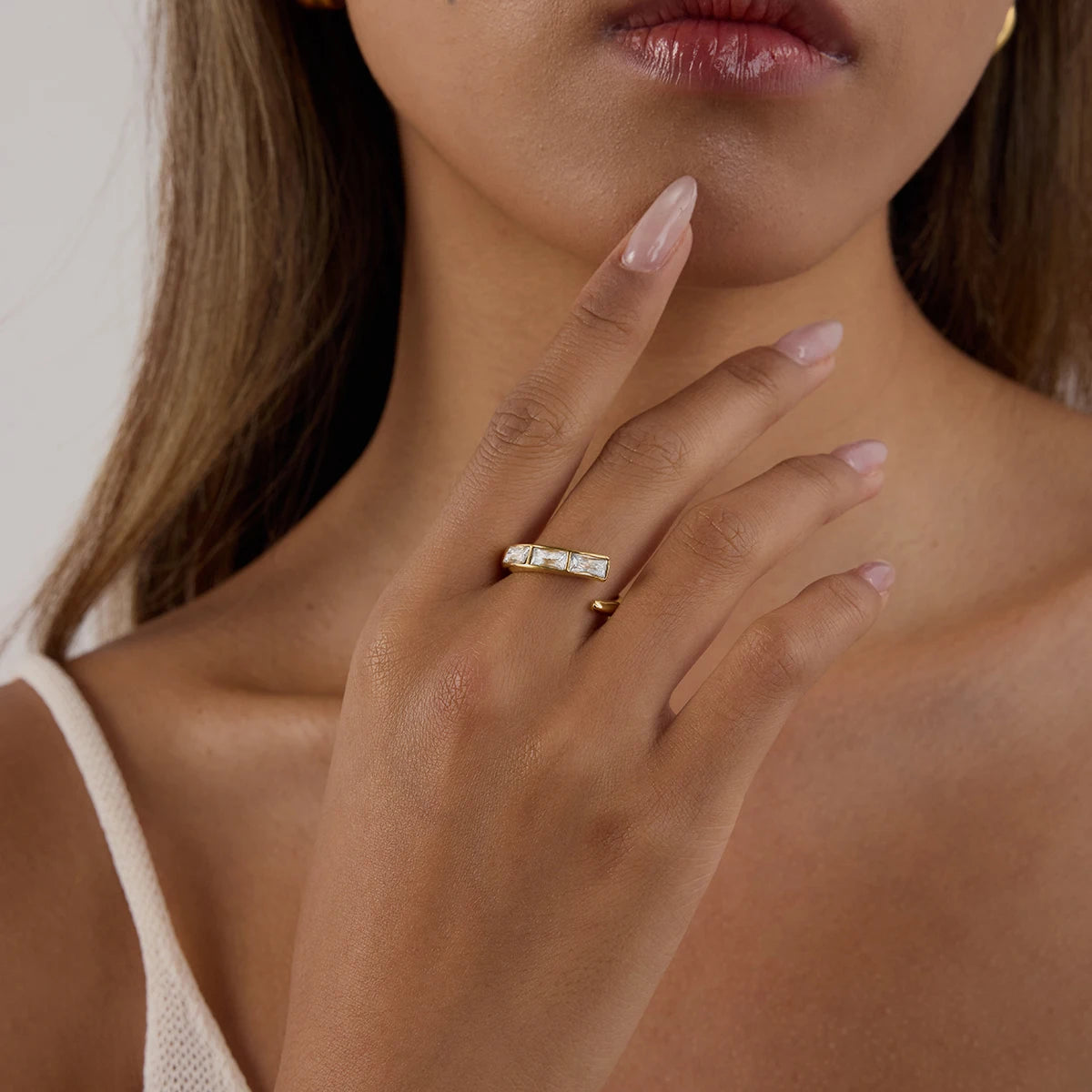 Trio Stone Ring (Adjustable)