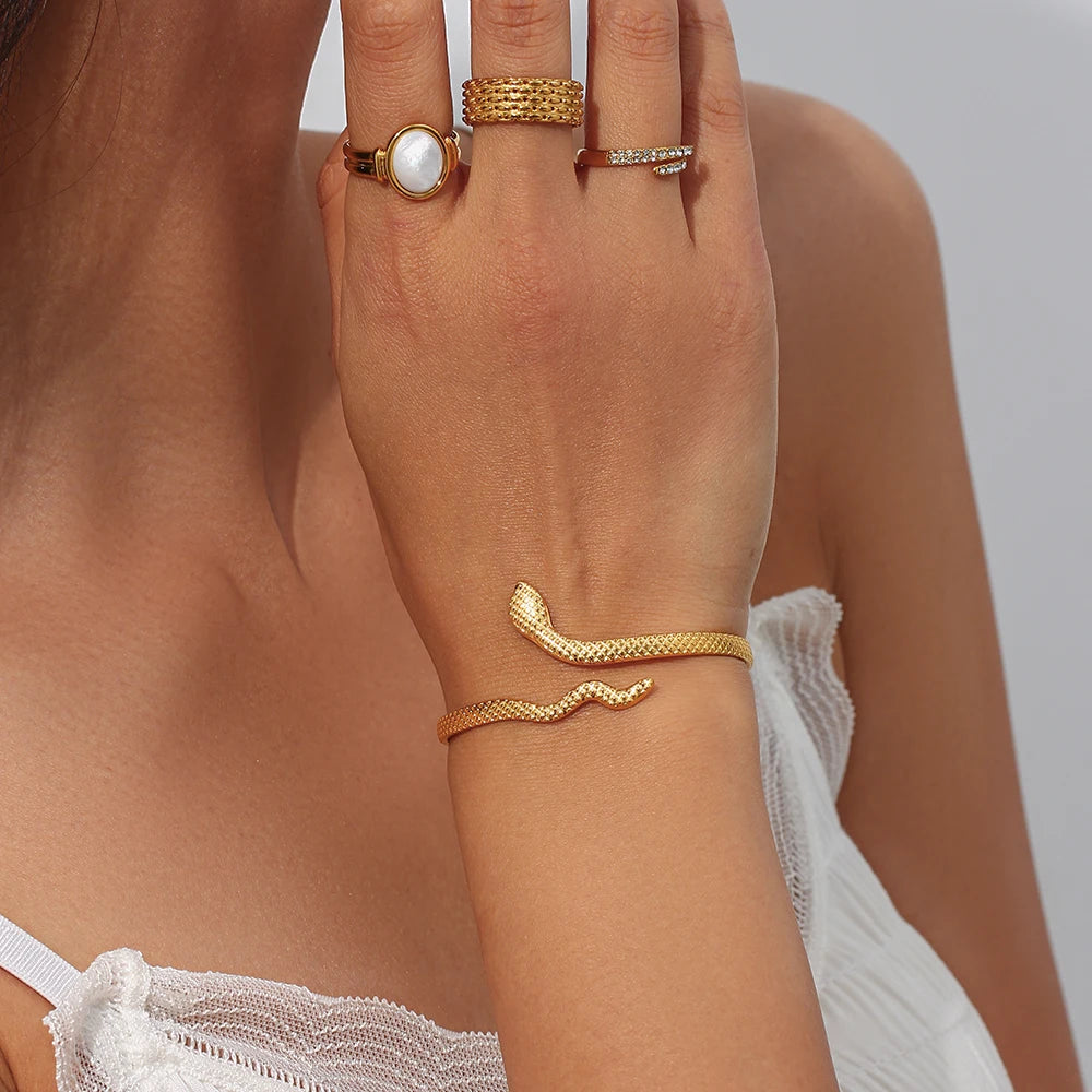 Textured Snake Cuff Bracelet