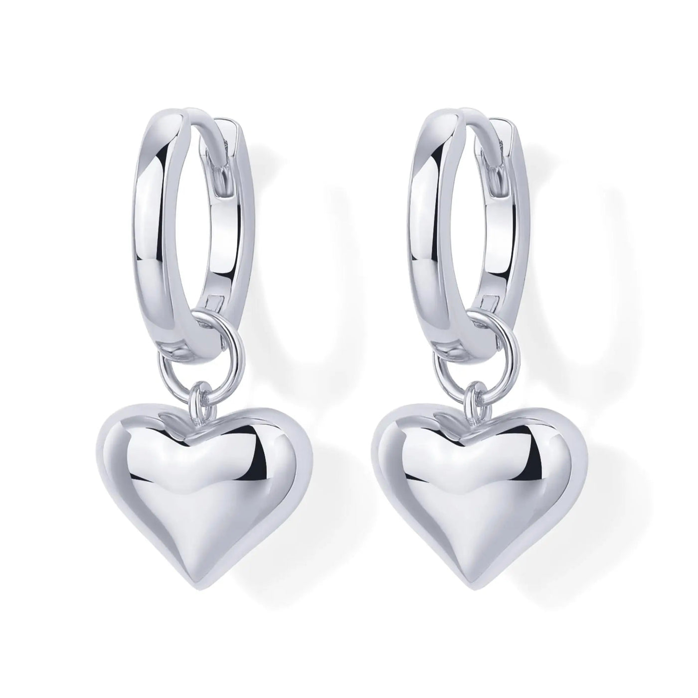 Puffed Heart Charm Huggie Earrings | S925