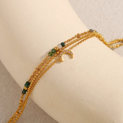 Colourful Stone Double Chain Bracelet