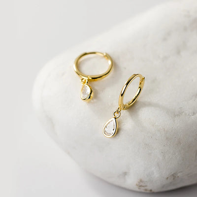 Teardrop Crystal Huggie Earrings | S925