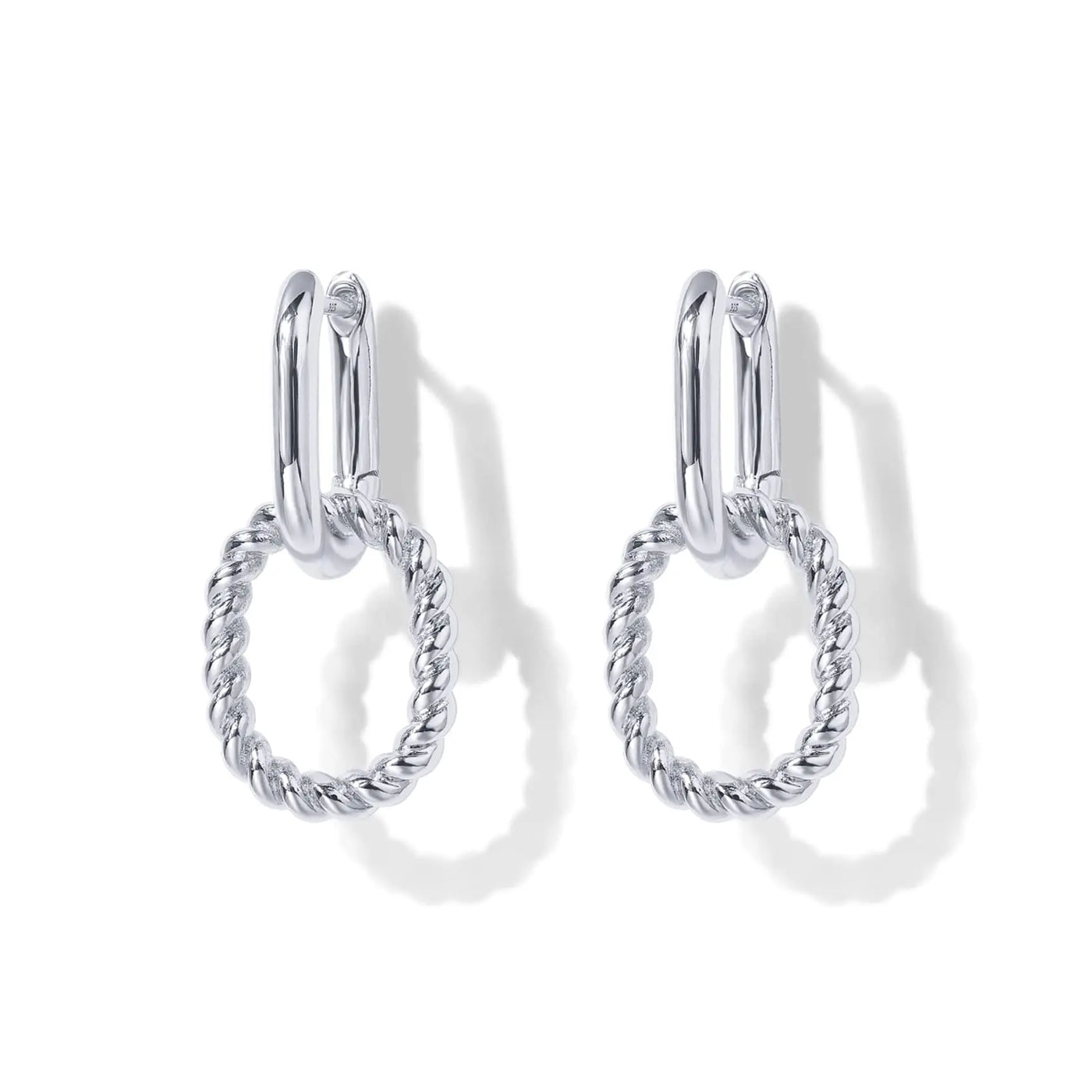 Twisted Rope Charm Huggie Earrings