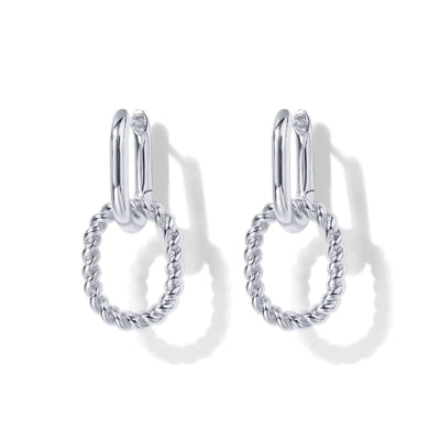Twisted Rope Charm Huggie Earrings