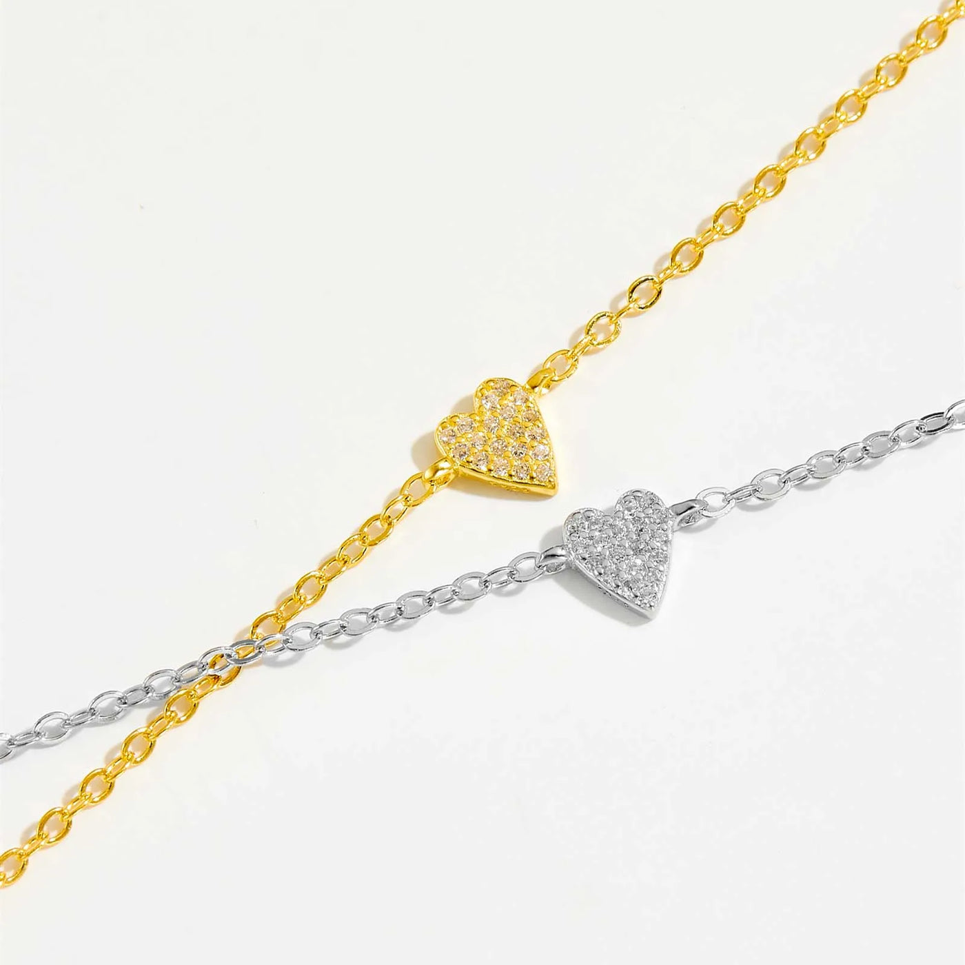 Pavé Heart Chain Bracelet | S925