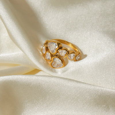 Heart Cluster Ring (Adjustable)