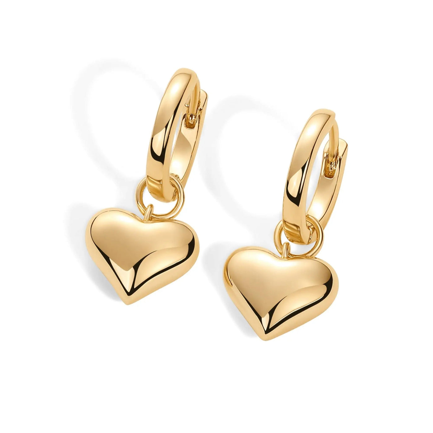 Puffed Heart Charm Huggie Earrings | S925