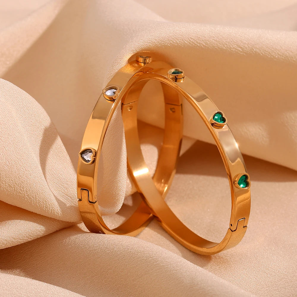 Heart Studded Bangle Bracelet