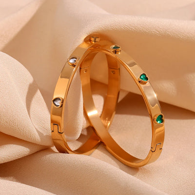Heart Studded Bangle Bracelet