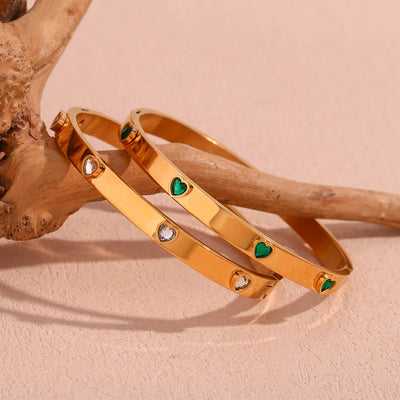 Heart Studded Bangle Bracelet