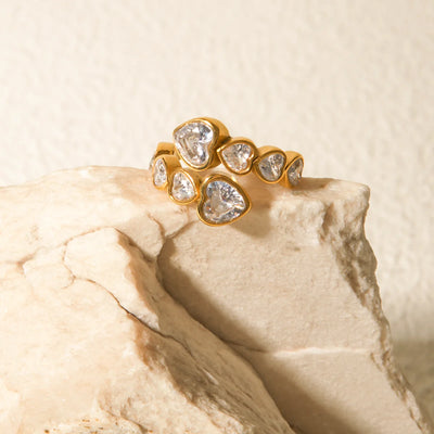 Heart Cluster Ring (Adjustable)