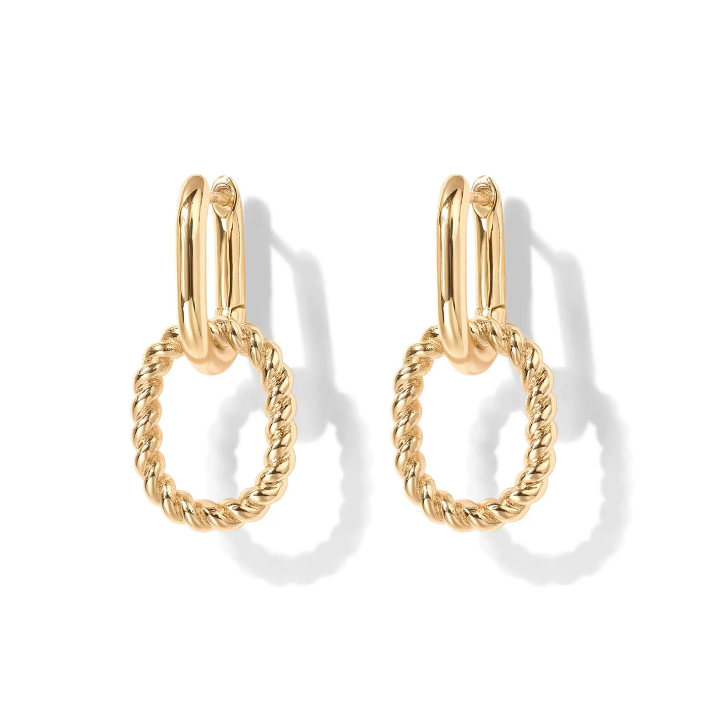 Twisted Rope Charm Huggie Earrings