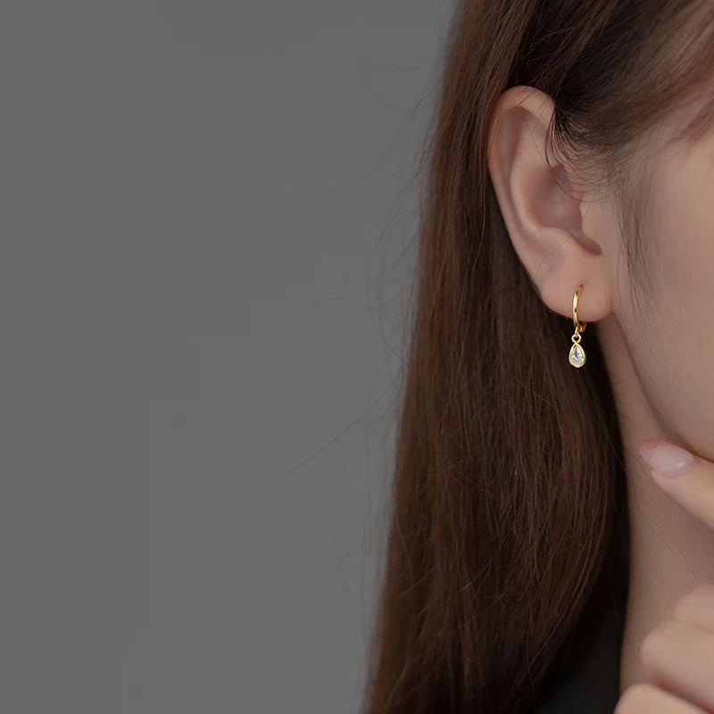 Teardrop Crystal Huggie Earrings | S925