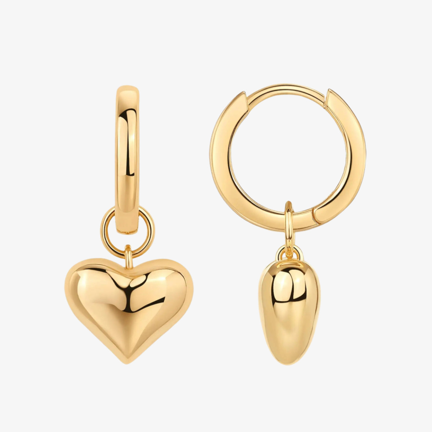 Puffed Heart Charm Huggie Earrings | S925