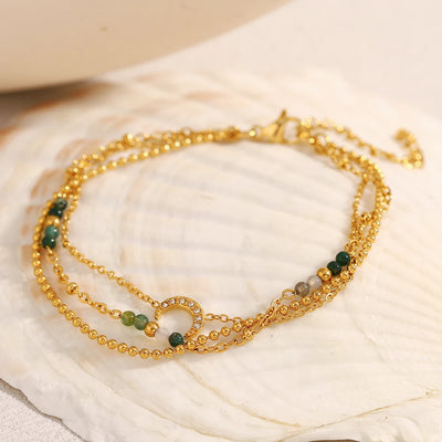 Colourful Stone Double Chain Bracelet