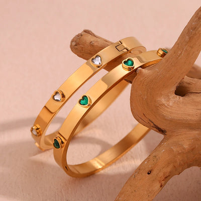 Heart Studded Bangle Bracelet