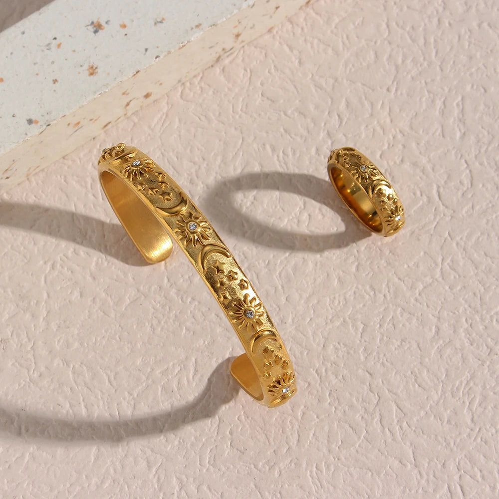 Vintage Floral Engraved Cuff Bracelet