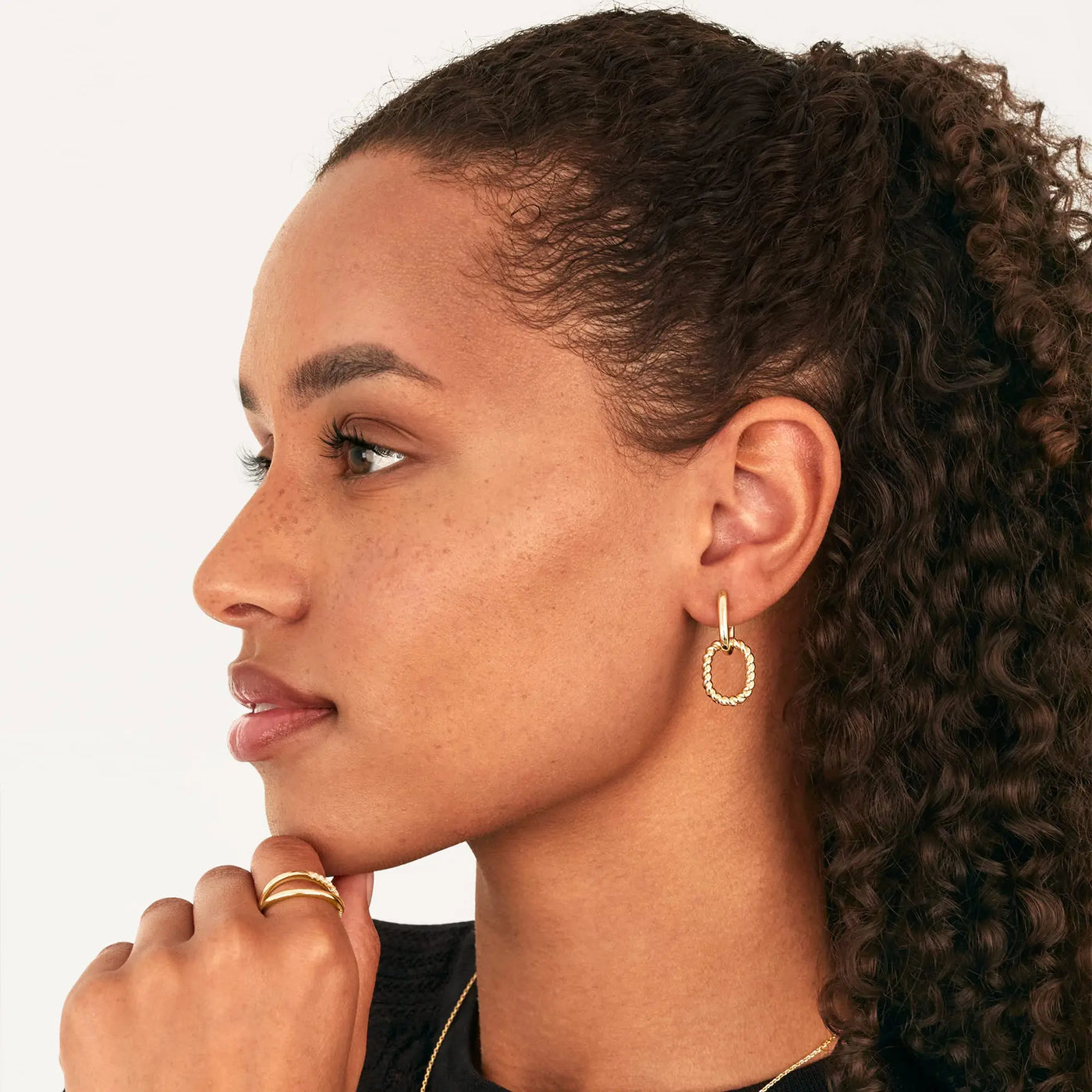 Twisted Rope Charm Huggie Earrings