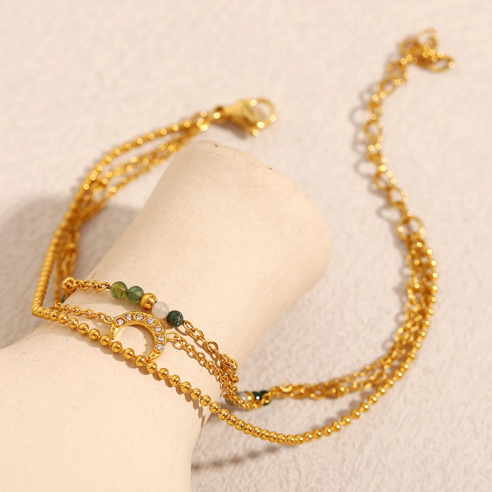 Colourful Stone Double Chain Bracelet
