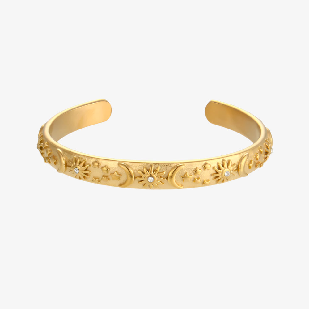 Vintage Floral Engraved Cuff Bracelet