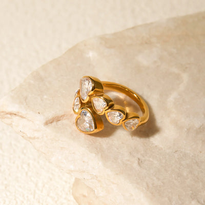 Heart Cluster Ring (Adjustable)