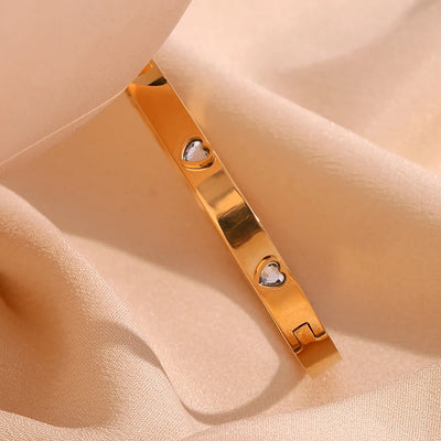 Heart Studded Bangle Bracelet
