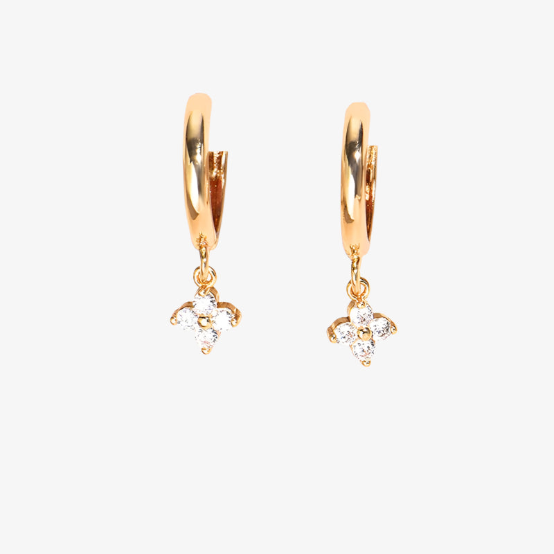 Four Stone Cluster Drop Huggie Earrings