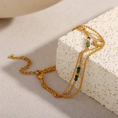 Colourful Stone Double Chain Bracelet