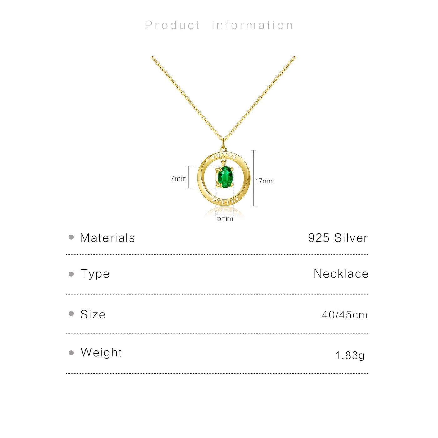 Emerald Circle Pendant Necklace | S925