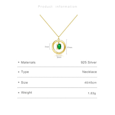 Emerald Circle Pendant Necklace | S925